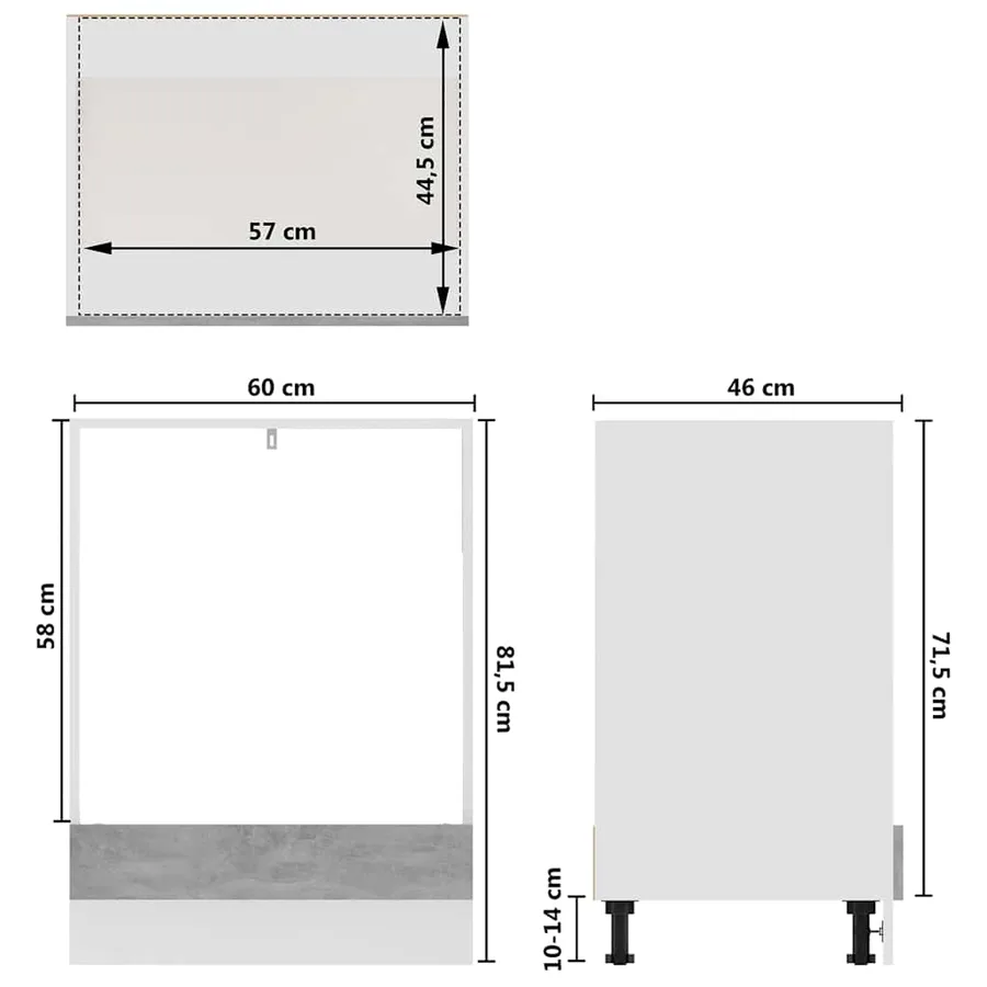 Meuble de four "Riga" Gris béton 60 x 46 x 81,5 cm Bois d'ingénierie - 9