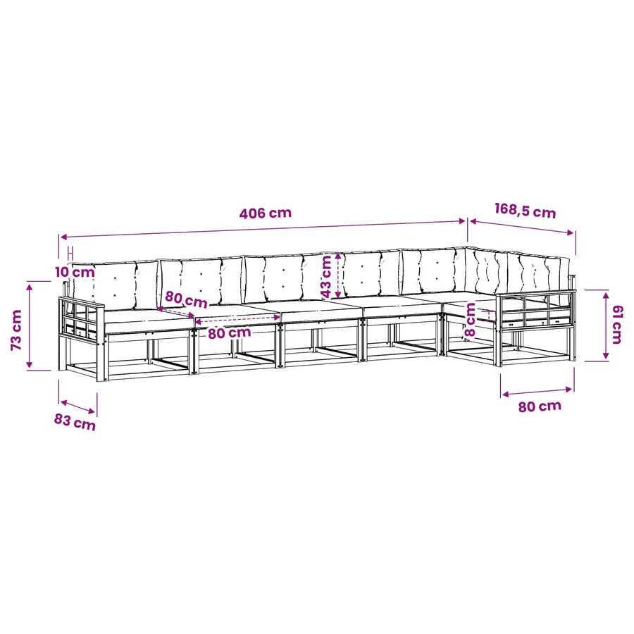 Ensemble de canapés d'extérieur 6 pcs Naturel et Beige - 8
