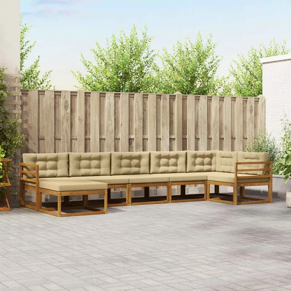 Ensemble de canapés d'extérieur 7 pcs Naturel et Beige
