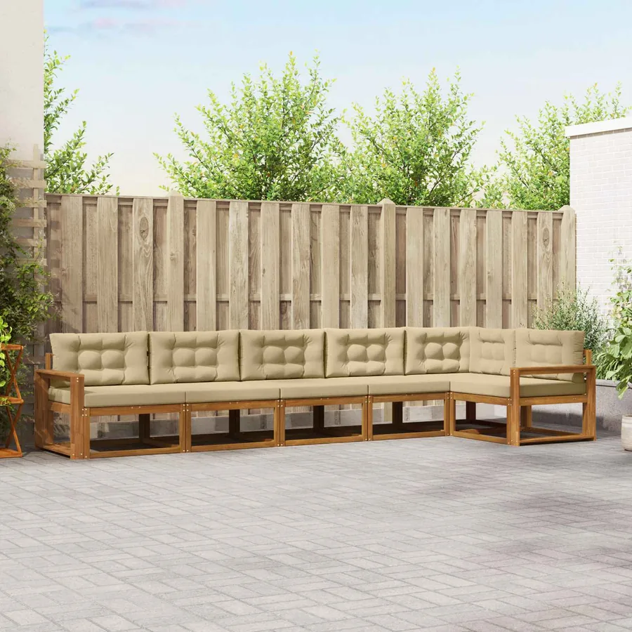 Ensemble de canapés d'extérieur 6 pcs Naturel et Beige