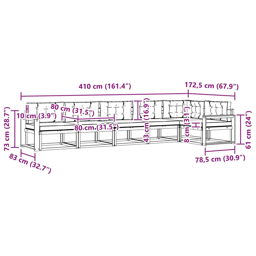 Ensemble de canapés d'extérieur 6 pcs Naturel et Beige - 9