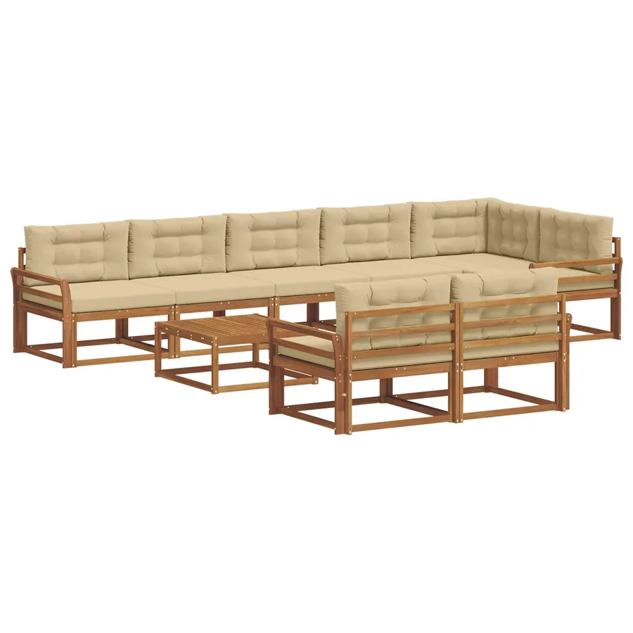 Ensemble de canapés d'extérieur 9 pcs Naturel et Beige - 2