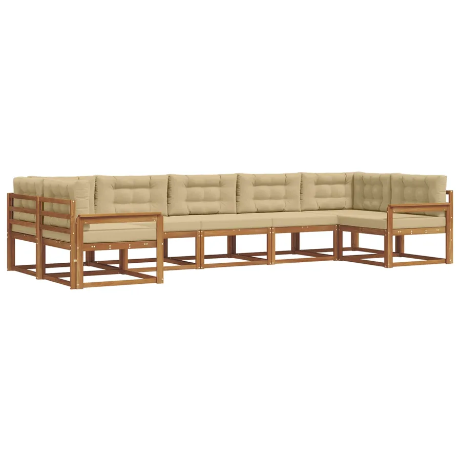 Ensemble de canapés d'extérieur 7 pcs Naturel et Beige - 2