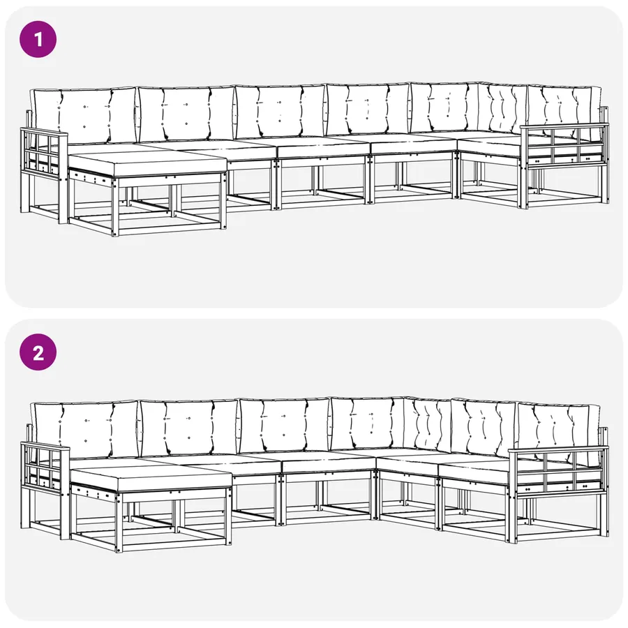 Ensemble de canapés d'extérieur 7 pcs Naturel et Beige - 7