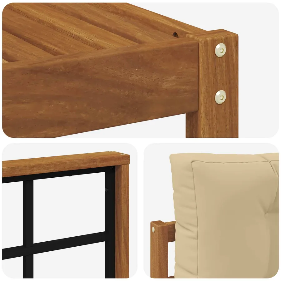 Ensemble de canapés d'extérieur 9 pcs Naturel et Beige - 7