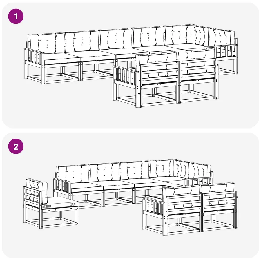 Ensemble de canapés d'extérieur 8 pc Naturel et Beige - 7