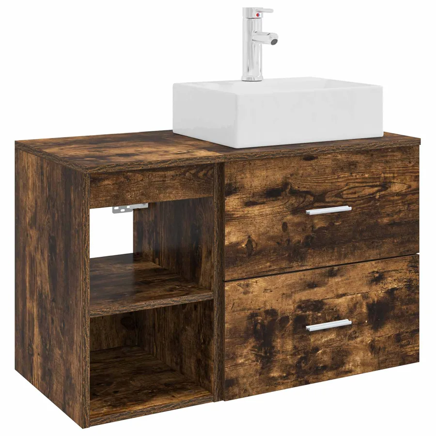 Ensemble de mobilier de salle de bain 2 pcs Chêne fumé - 2
