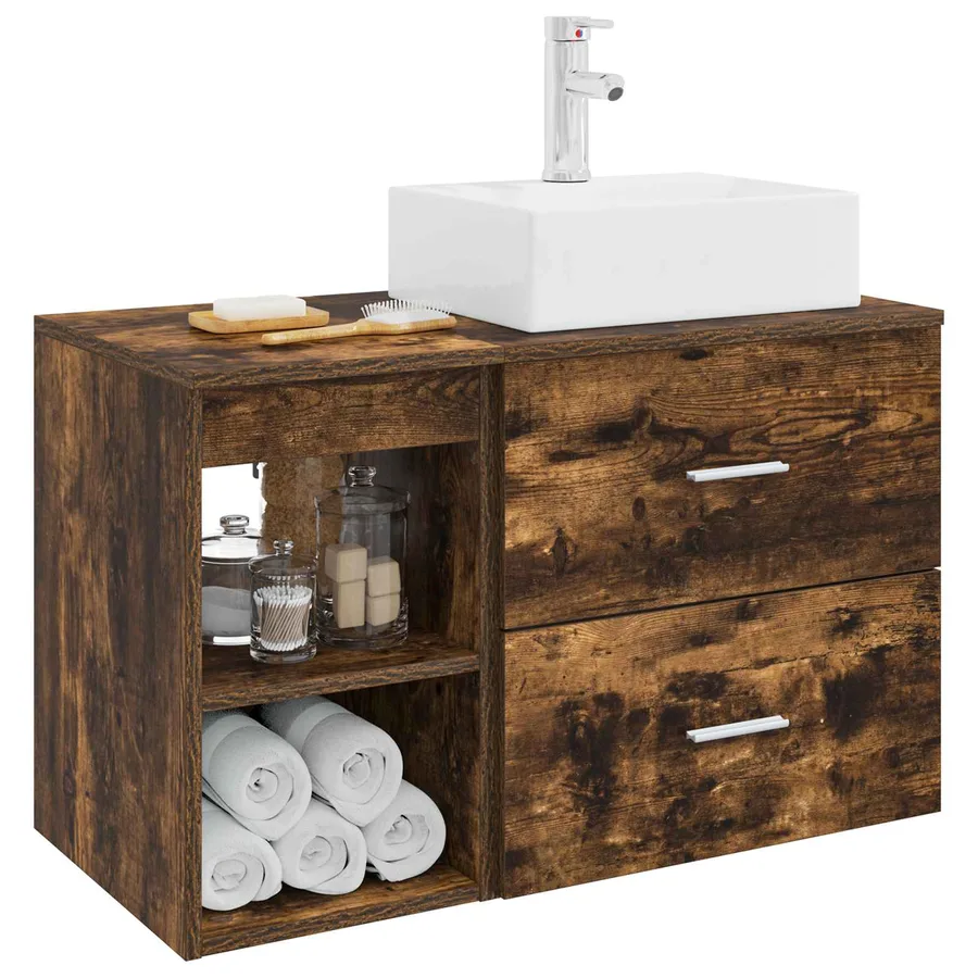 Ensemble de mobilier de salle de bain 2 pcs Chêne fumé - 3