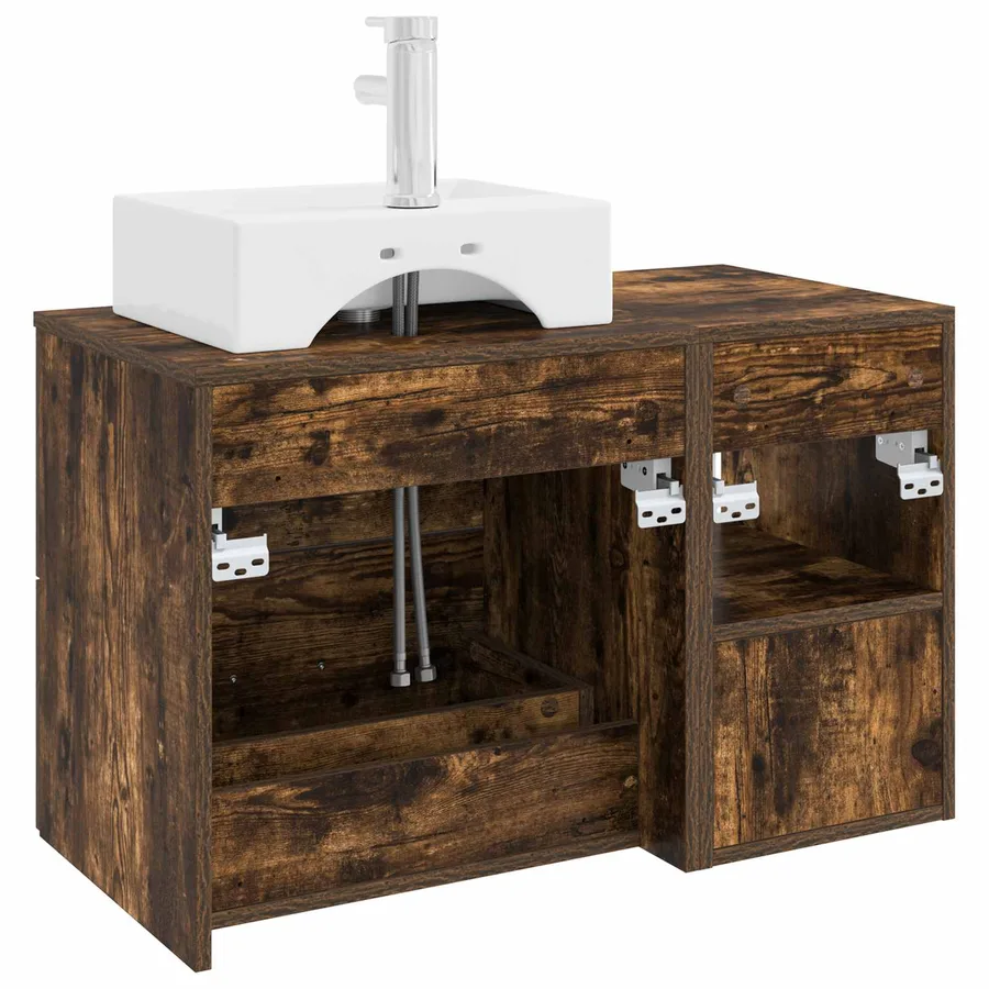 Ensemble de mobilier de salle de bain 2 pcs Chêne fumé - 6
