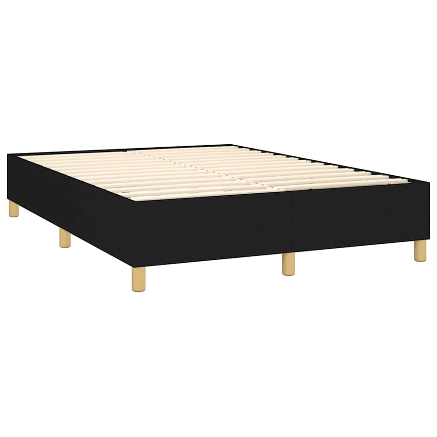 Sommier à lattes de lit matelas et LED Noir 140x200 cm Tissu - 5