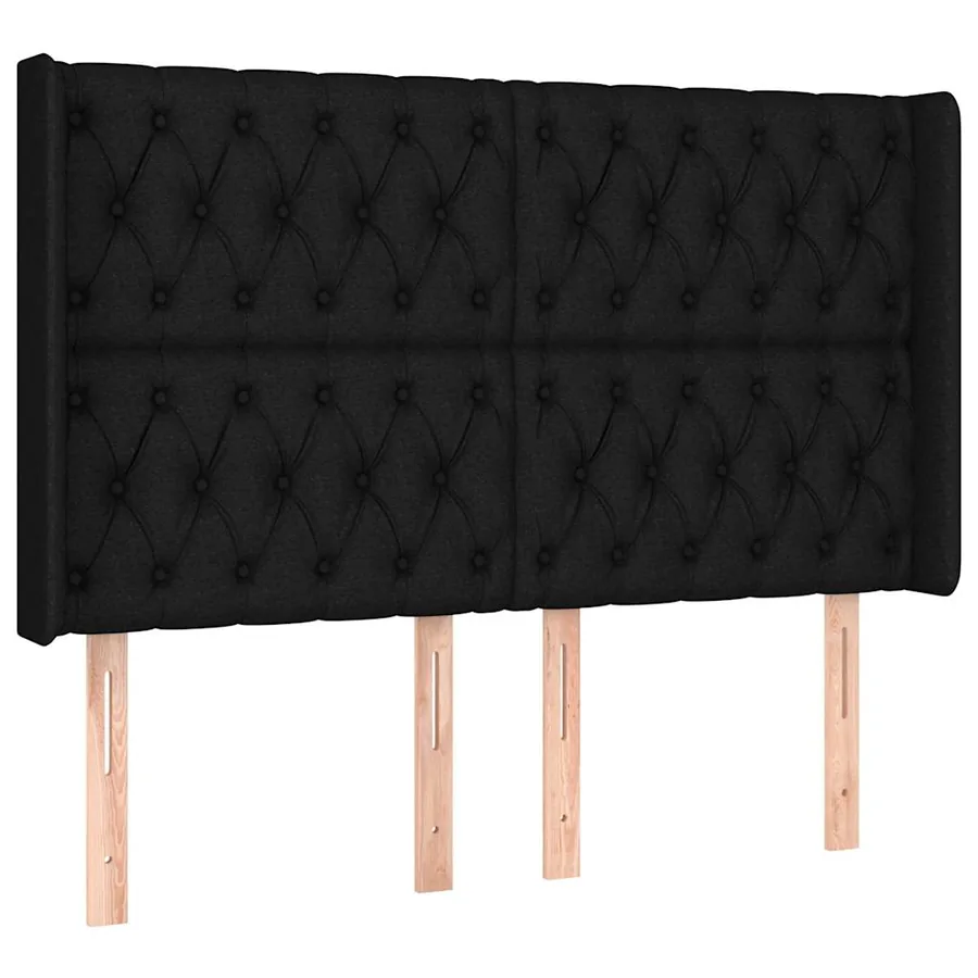 Sommier à lattes de lit matelas et LED Noir 140x200 cm Tissu - 7