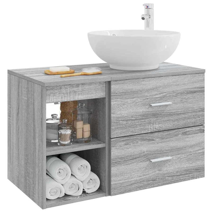 Ensemble de mobilier de salle de bain 2 pcs Sonoma gris - 3