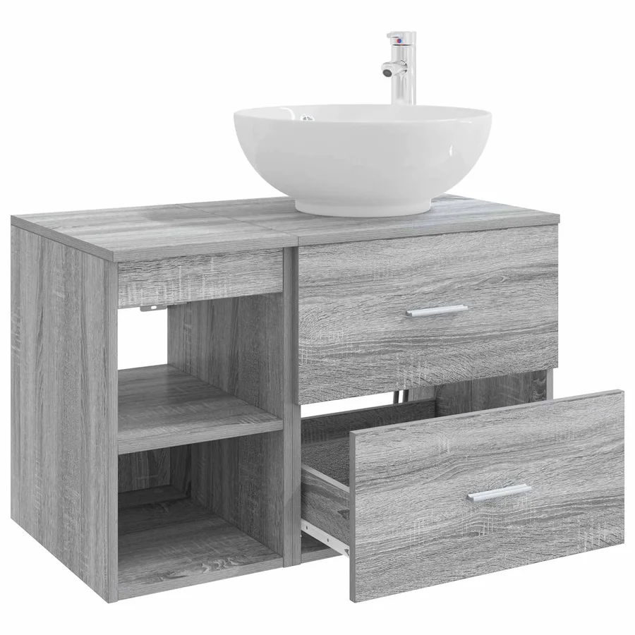 Ensemble de mobilier de salle de bain 2 pcs Sonoma gris - 4