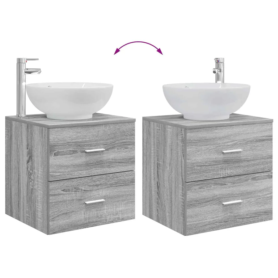 Ensemble de mobilier de salle de bain 2 pcs Sonoma gris - 9