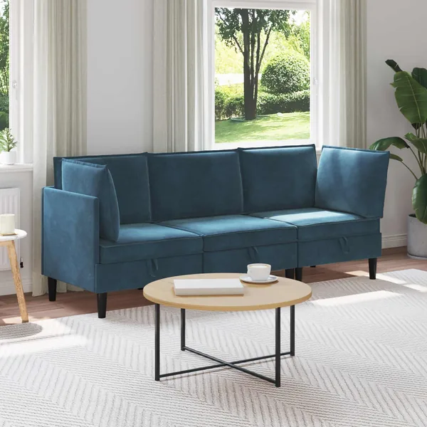 Ensemble de meubles pour le salon 3 pcs Bleu Velours