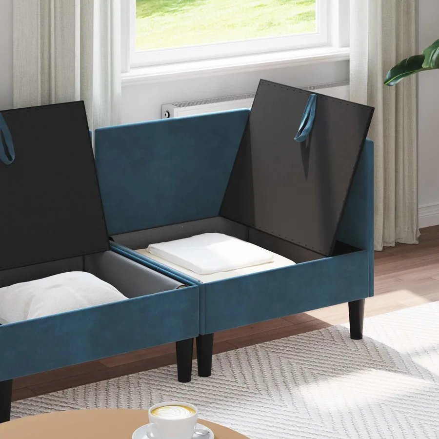 Ensemble de meubles pour le salon 3 pcs Bleu Velours - 3