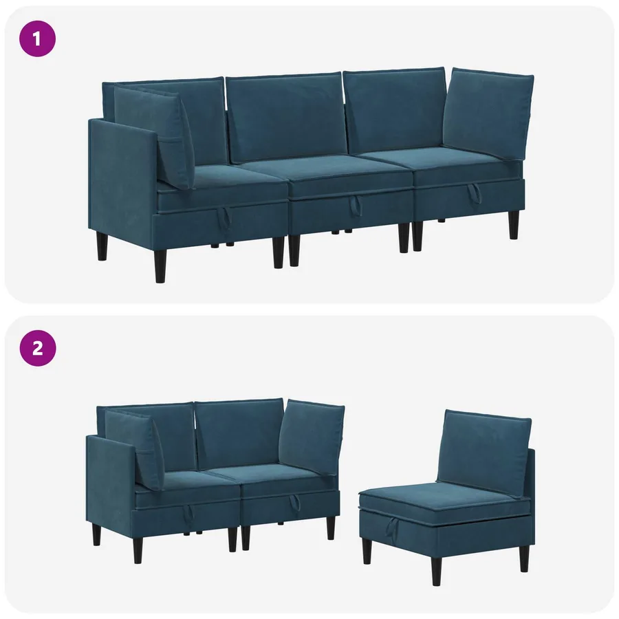 Ensemble de meubles pour le salon 3 pcs Bleu Velours - 8