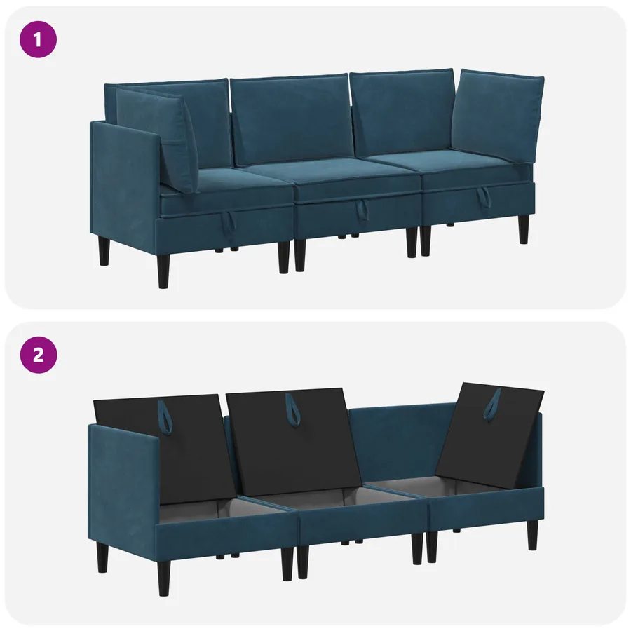 Ensemble de meubles pour le salon 3 pcs Bleu Velours - 9