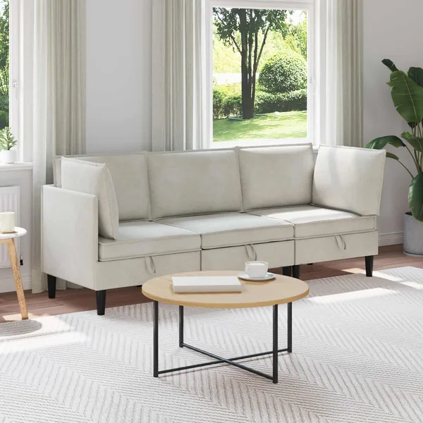 Ensemble de meubles pour le salon 3 pcs Crème Velours