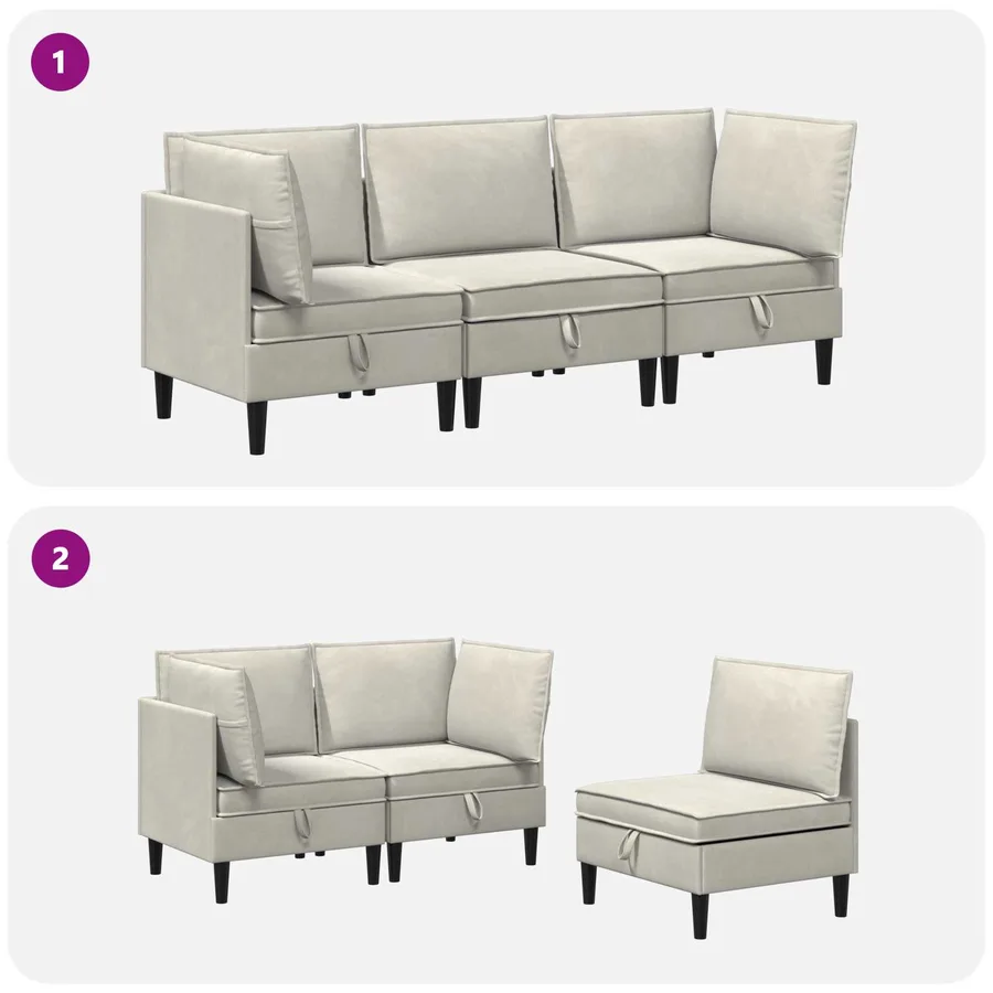 Ensemble de meubles pour le salon 3 pcs Crème Velours - 10
