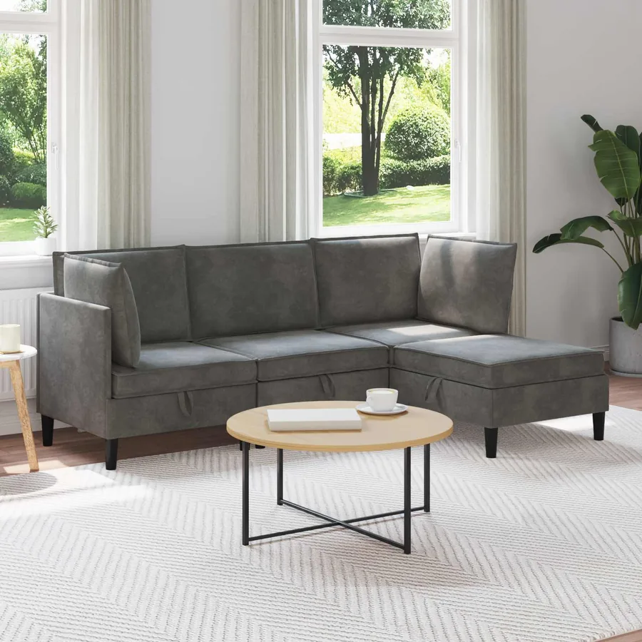 Ensemble de meubles pour le salon 4 pcs Gris foncé Velours