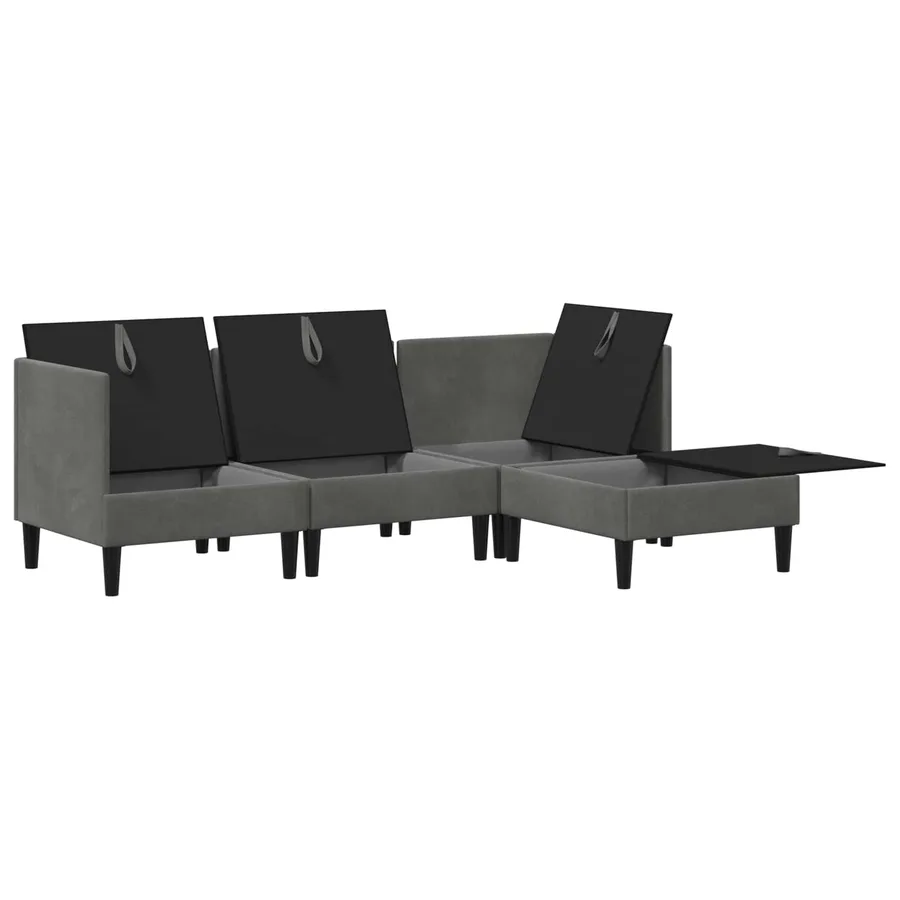 Ensemble de meubles pour le salon 4 pcs Gris foncé Velours - 7