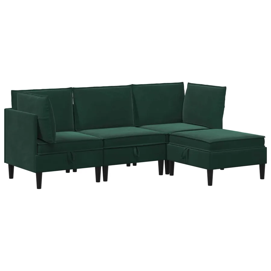Ensemble de meubles pour le salon 4 pcs Vert foncé Velours - 2