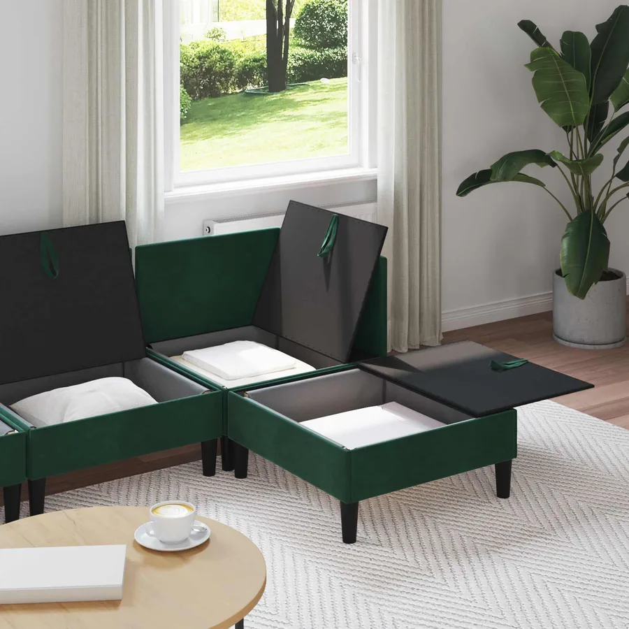 Ensemble de meubles pour le salon 4 pcs Vert foncé Velours - 3
