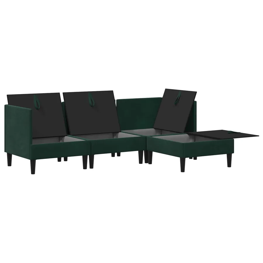 Ensemble de meubles pour le salon 4 pcs Vert foncé Velours - 4