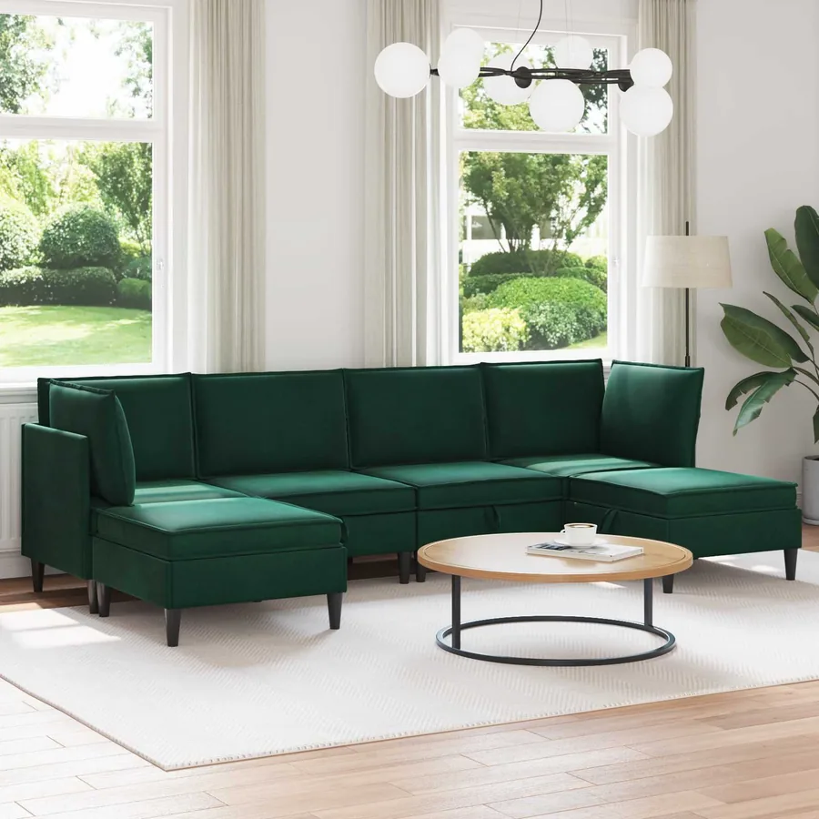 Ensemble de meubles pour le salon 6 pcs Vert foncé Velours