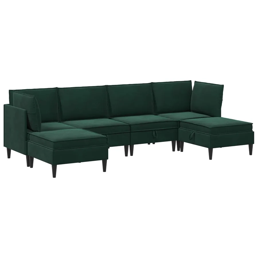 Ensemble de meubles pour le salon 6 pcs Vert foncé Velours - 2