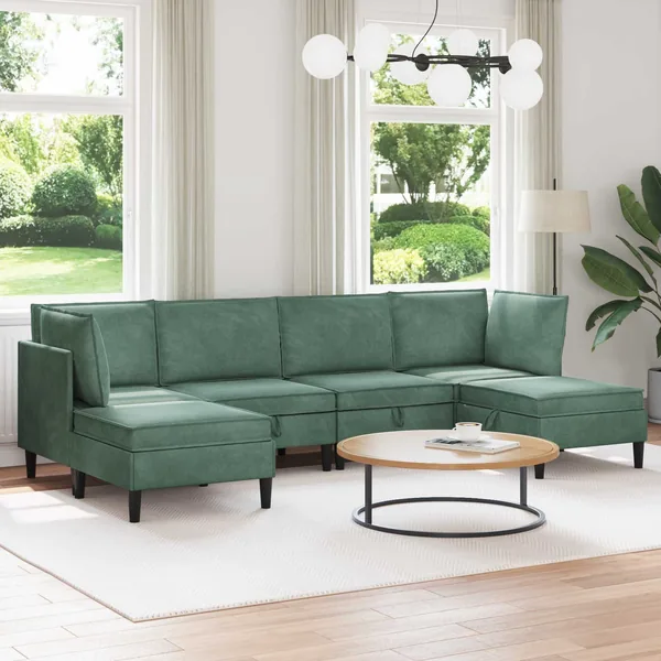 Ensemble de meubles pour le salon 6 pcs Vert Mer Velours
