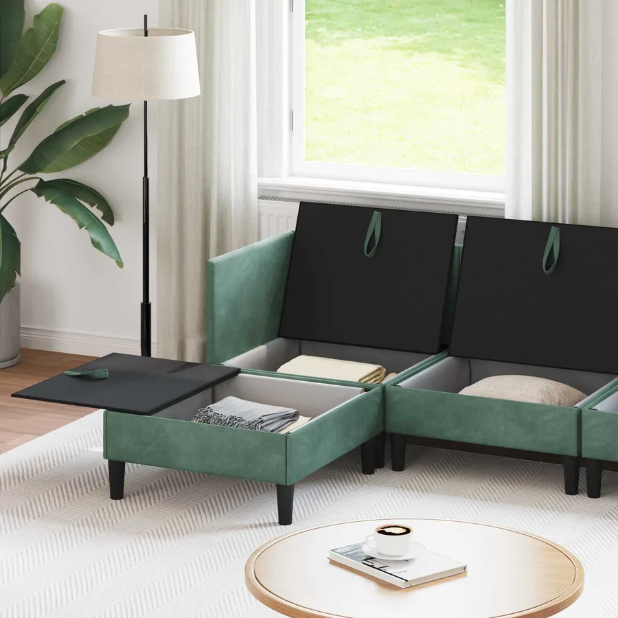 Ensemble de meubles pour le salon 6 pcs Vert Mer Velours - 3