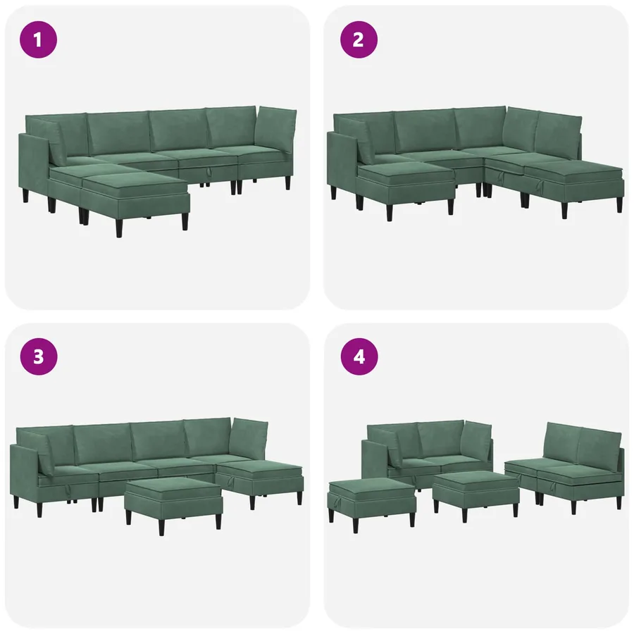 Ensemble de meubles pour le salon 6 pcs Vert Mer Velours - 9