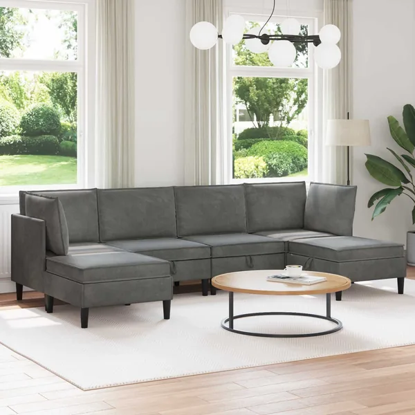 Ensemble de meubles pour le salon 6 pcs Gris foncé Velours