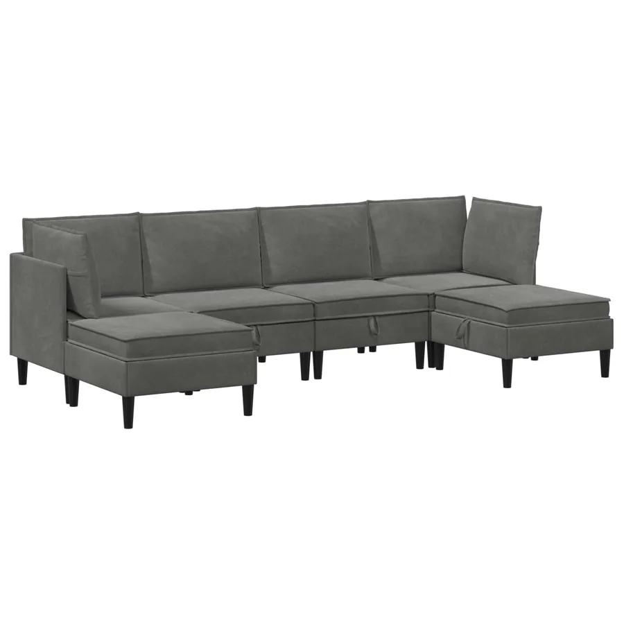 Ensemble de meubles pour le salon 6 pcs Gris foncé Velours - 2