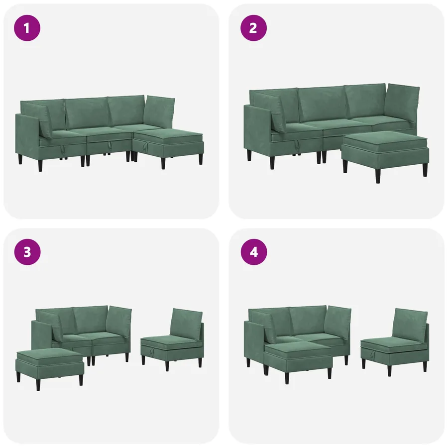Ensemble de meubles pour le salon 4 pcs Vert Mer Velours - 11