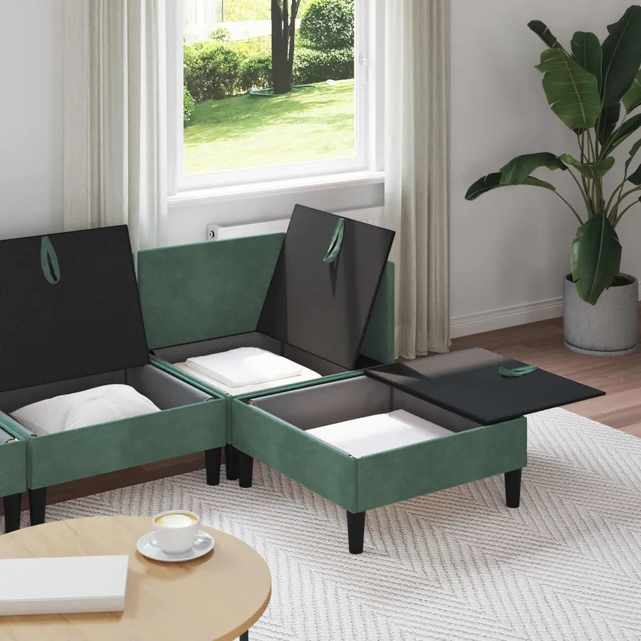 Ensemble de meubles pour le salon 4 pcs Vert Mer Velours - 3