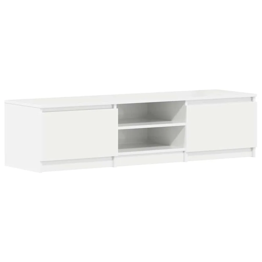 Meuble TV blanc brillant 140x40x35,5 cm bois d'ingénierie - 2