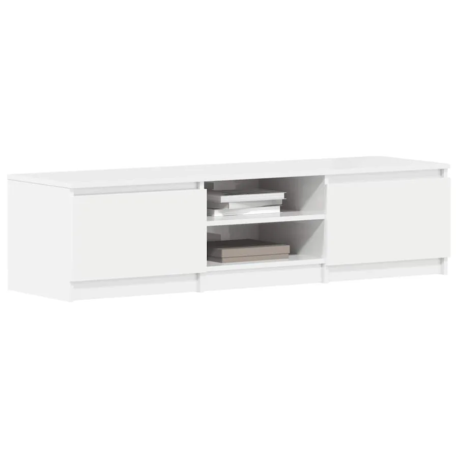 Meuble TV blanc brillant 140x40x35,5 cm bois d'ingénierie - 4