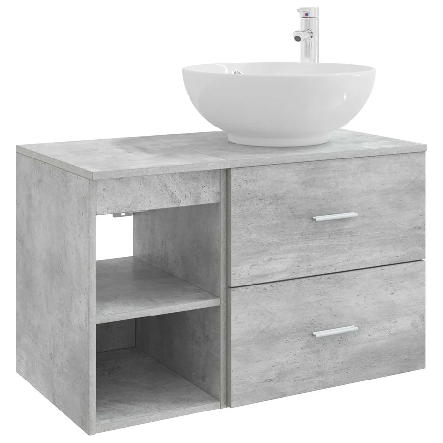 Ensemble de mobilier de salle de bain 2 pcs Gris béton - 2
