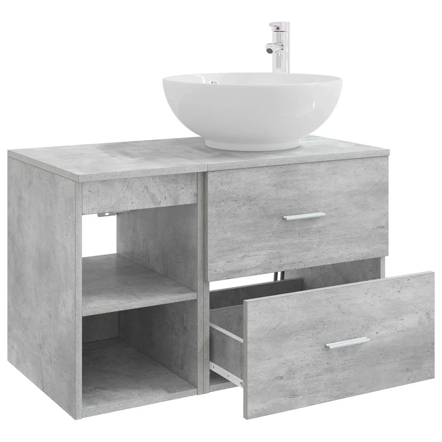 Ensemble de mobilier de salle de bain 2 pcs Gris béton - 4