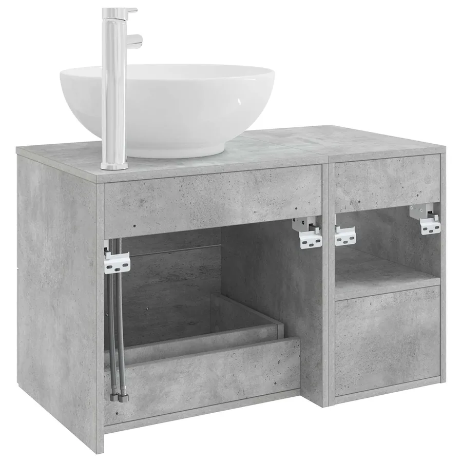 Ensemble de mobilier de salle de bain 2 pcs Gris béton - 6