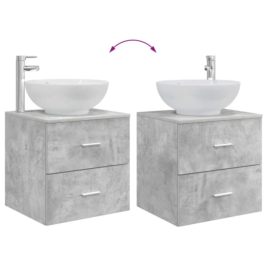 Ensemble de mobilier de salle de bain 2 pcs Gris béton - 9
