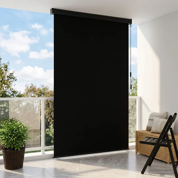 Store enrouleur Noir 80 x 250 cm Tissu et Aluminium