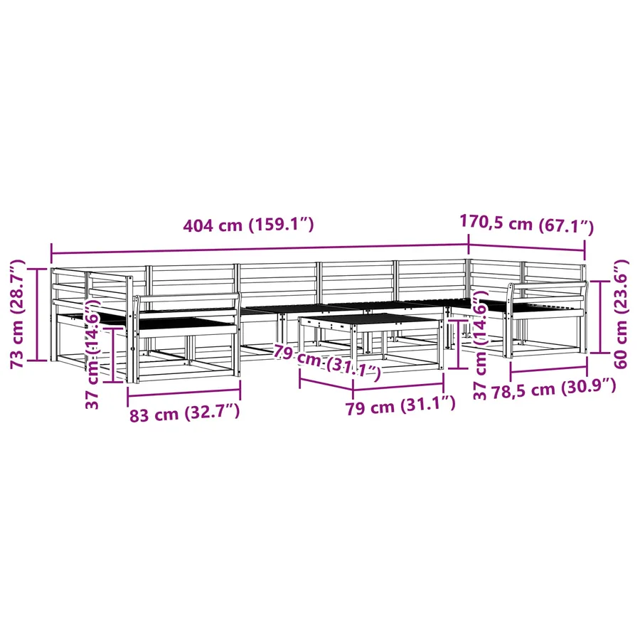Ensemble de canapés d'extérieur 8 pcs Naturel - 8