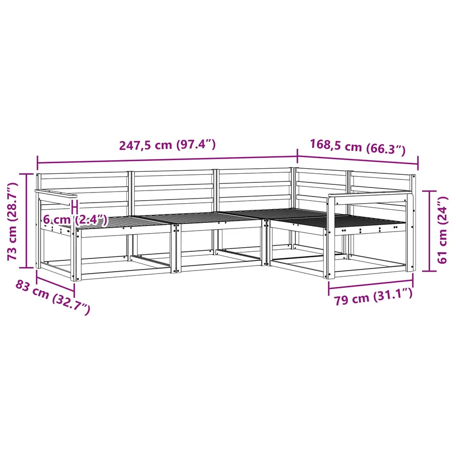 Ensemble de canapés d'extérieur 4 pcs Naturel - 7