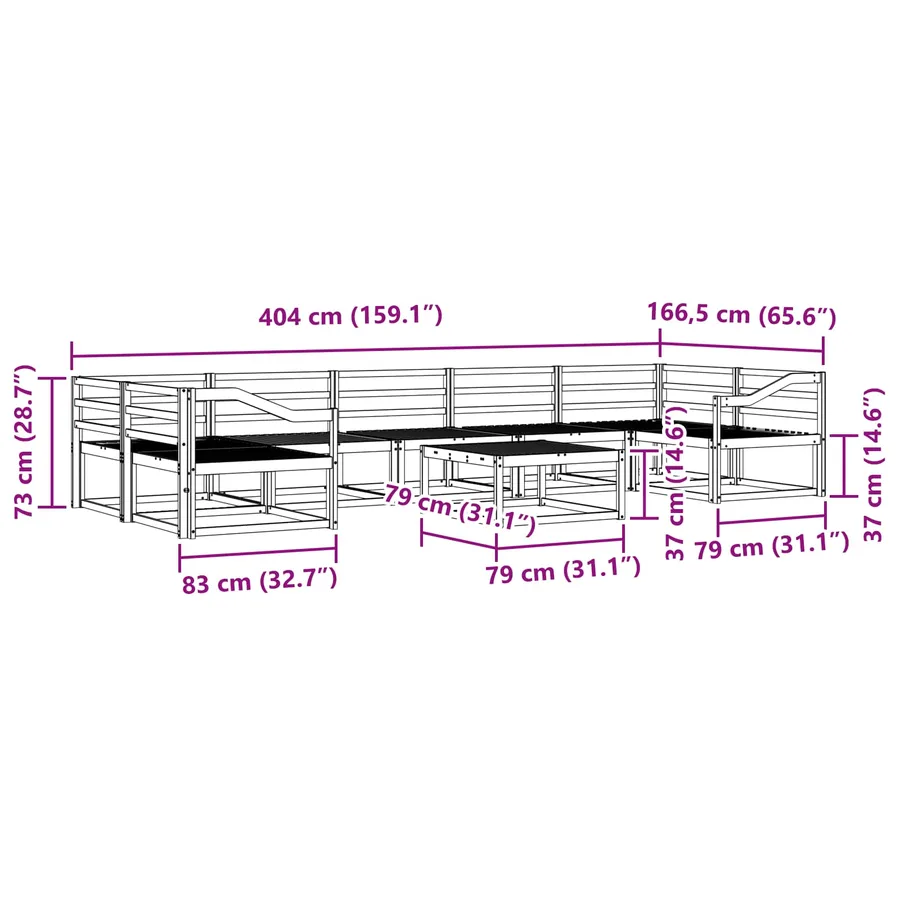 Ensemble de canapés d'extérieur 8 pcs Naturel - 8