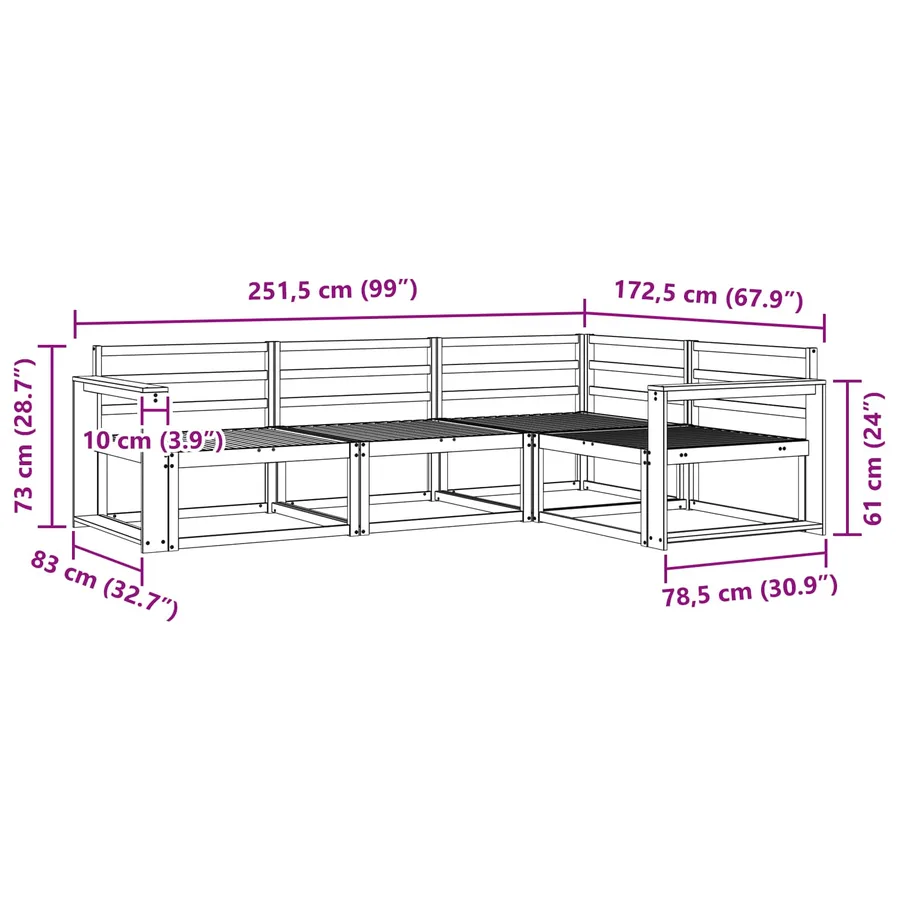 Ensemble de canapés d'extérieur 4 pcs Naturel - 7