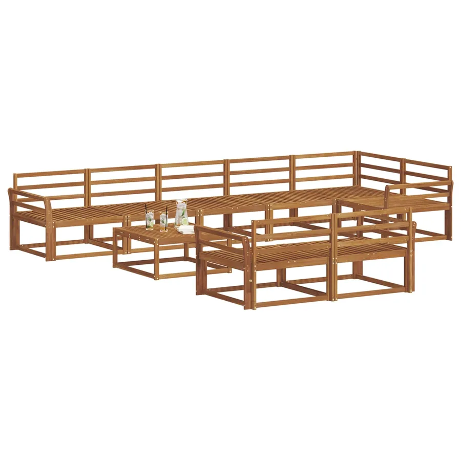 Ensemble de canapés d'extérieur 9 pcs Naturel - 3